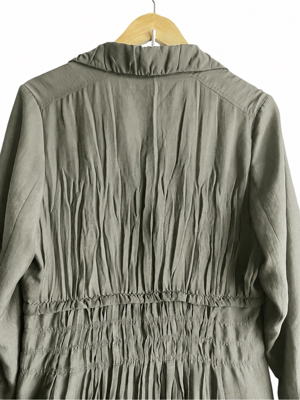 Elie Tahari Olive Brown Pleated Snap Front Shirt Dress Medium - Picture 7 of 11